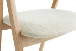 Miliboo Chaise Design|Chaise En Bois-Chaises scandinaves empilables en bois clair chêne et tissu effet laine bouclée blanc cassé (lot de 2) LOVA