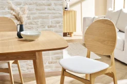 Miliboo Chaise Design-Chaises scandinaves en bois clair et tissu effet laine bouclée blanc (lot de 2) ELTON