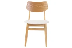 Miliboo Chaise Design-Chaises scandinaves en bois clair et tissu effet laine bouclée blanc (lot de 2) ELION