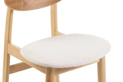 Miliboo Chaise Design-Chaises scandinaves en bois clair et tissu effet laine bouclée blanc (lot de 2) ELION