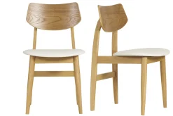 Miliboo Chaise Design-Chaises scandinaves en bois clair et blanc (lot de 2) ELION