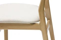 Miliboo Chaise Design|Chaise En Bois-Chaises scandinaves en bois clair chêne massif et tissu effet laine bouclée blanc cassé (lot de 2) LOUISA