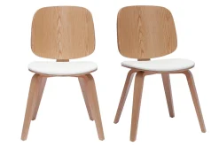 Miliboo Chaise Design|Chaise En Bois-Chaises scandinaves en bois clair et blanc (lot de 2) BECK
