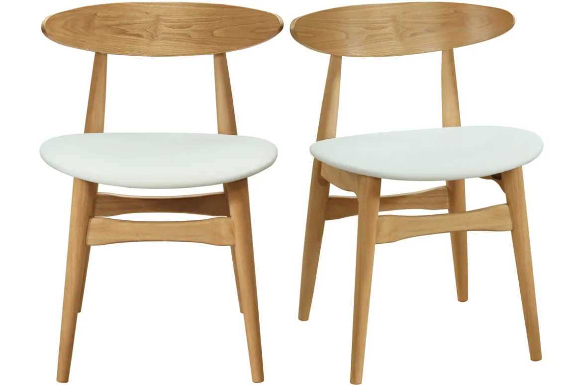 Miliboo Chaise Design|Chaise En Bois-Chaises scandinaves en bois clair et blanc (lot de 2) WALFORD