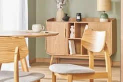 Miliboo Chaise Design|Chaise En Bois-Chaises scandinaves en bois clair et tissu gris clair (lot de 2) ELION