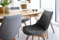 Miliboo Chaise Design-Chaises scandinaves en tissu gris foncé et bois clair (lot de 2) MATILDE