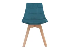 Miliboo Chaise Design-Chaises scandinaves en tissu velours bleu pétrole et bois clair (lot de 2) MATILDE