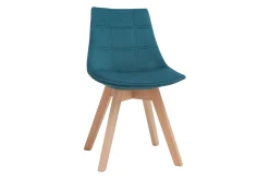 Miliboo Chaise Design-Chaises scandinaves en tissu velours bleu pétrole et bois clair (lot de 2) MATILDE