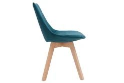 Miliboo Chaise Design-Chaises scandinaves en tissu velours bleu pétrole et bois clair (lot de 2) MATILDE