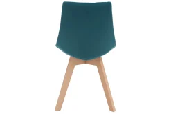 Miliboo Chaise Design-Chaises scandinaves en tissu velours bleu pétrole et bois clair (lot de 2) MATILDE