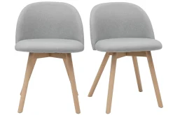 Miliboo Chaise Design-Chaises scandinaves en tissu gris clair et bois clair massif (lot de 2) CELESTE