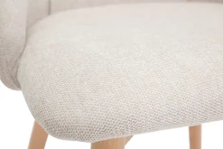 Miliboo Chaise Design-Chaises scandinaves en tissu effet velours texturé beige et bois clair (lot de 2) HIGGINS