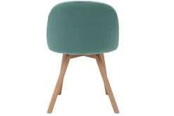 Miliboo Chaise Design-Chaises scandinaves en tissu velours vert céladon et bois clair massif (lot de 2) CELESTE