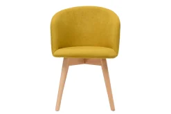 Miliboo Chaise Design-Chaises scandinaves en tissu effet velours jaune moutarde et bois clair massif (lot de 2) VANITY