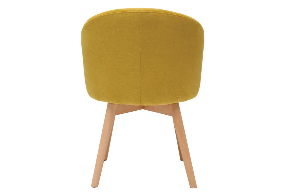 Miliboo Chaise Design-Chaises scandinaves en tissu effet velours jaune moutarde et bois clair massif (lot de 2) VANITY