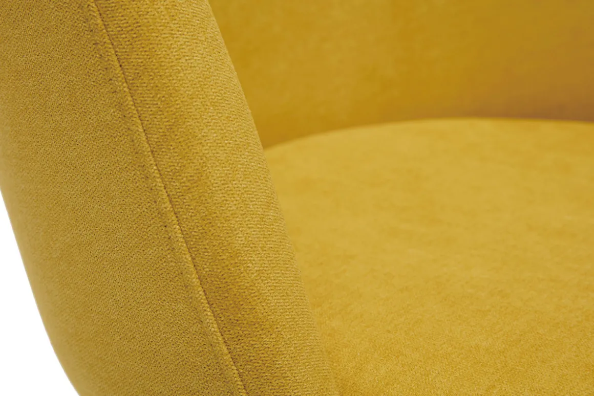 Miliboo Chaise Design-Chaises scandinaves en tissu effet velours jaune moutarde et bois clair massif (lot de 2) VANITY