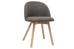 Miliboo Chaise Design-Chaises scandinaves en tissu effet velours gris et bois clair massif (lot de 2) CELESTE