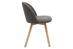 Miliboo Chaise Design-Chaises scandinaves en tissu effet velours gris et bois clair massif (lot de 2) CELESTE