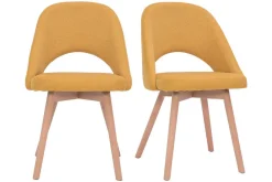 Miliboo Chaise Design-Chaises scandinaves en tissu effet velours texturé jaune moutarde et bois clair (lot de 2) COSETTE