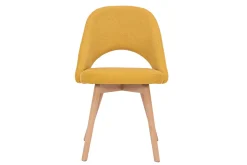 Miliboo Chaise Design-Chaises scandinaves en tissu effet velours texturé jaune moutarde et bois clair (lot de 2) COSETTE