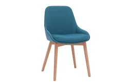 Miliboo Chaise Design-Chaises scandinaves en tissu bleu canard et bois clair massif (lot de 2) HOLO