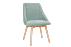 Miliboo Chaise Design-Chaises scandinaves en tissu effet velours texturé vert céladon et bois clair (lot de 2) HIGGINS