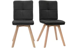 Miliboo Chaise Design-Chaises scandinaves en tissu gris foncé et bois clair (lot de 2) THEA