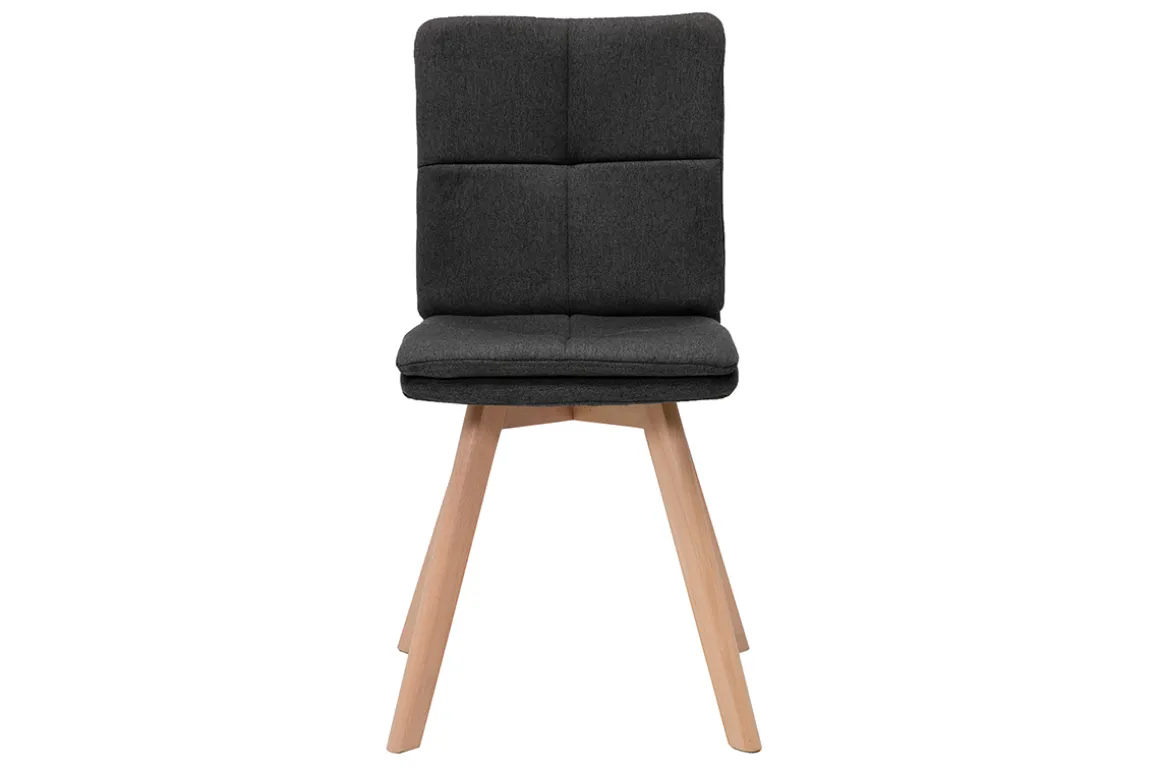 Miliboo Chaise Design-Chaises scandinaves en tissu gris foncé et bois clair (lot de 2) THEA