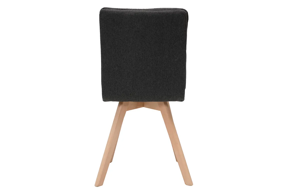 Miliboo Chaise Design-Chaises scandinaves en tissu gris foncé et bois clair (lot de 2) THEA