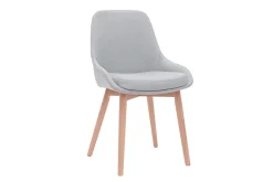Miliboo Chaise Design-Chaises scandinaves en tissu gris clair et bois clair massif (lot de 2) HOLO