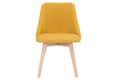 Miliboo Chaise Design-Chaises scandinaves en tissu effet velours texturé jaune moutarde et bois clair (lot de 2) HIGGINS