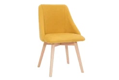 Miliboo Chaise Design-Chaises scandinaves en tissu effet velours texturé jaune moutarde et bois clair (lot de 2) HIGGINS