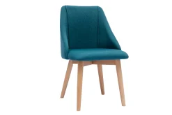 Miliboo Chaise Design-Chaises scandinaves en tissu bleu canard et bois clair (lot de 2) HIGGINS