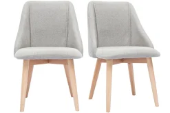 Miliboo Chaise Design-Chaises scandinaves en tissu effet velours texturé gris clair et bois clair (lot de 2) HIGGINS