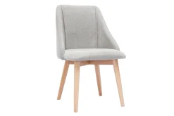Miliboo Chaise Design-Chaises scandinaves en tissu effet velours texturé gris clair et bois clair (lot de 2) HIGGINS