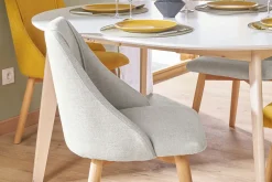 Miliboo Chaise Design-Chaises scandinaves en tissu effet velours texturé gris clair et bois clair (lot de 2) HIGGINS