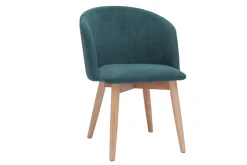Miliboo Chaise Design-Chaises scandinaves en tissu effet velours bleu canard et bois clair massif (lot de 2) VANITY