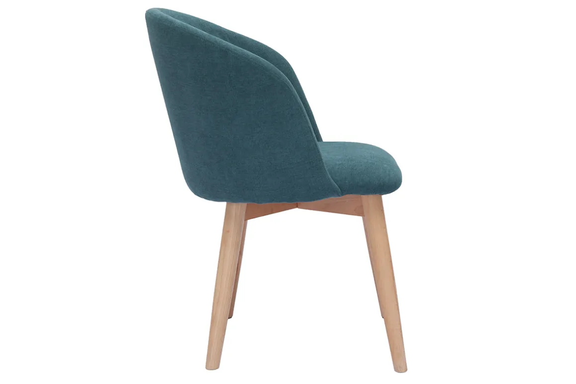 Miliboo Chaise Design-Chaises scandinaves en tissu effet velours bleu canard et bois clair massif (lot de 2) VANITY