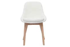 Miliboo Chaise Design-Chaises scandinaves en tissu effet laine bouclée blanc et bois clair massif (lot de 2) HOLO