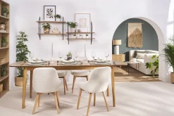 Miliboo Chaise Design-Chaises scandinaves en tissu effet laine bouclée blanc et bois clair massif (lot de 2) HOLO