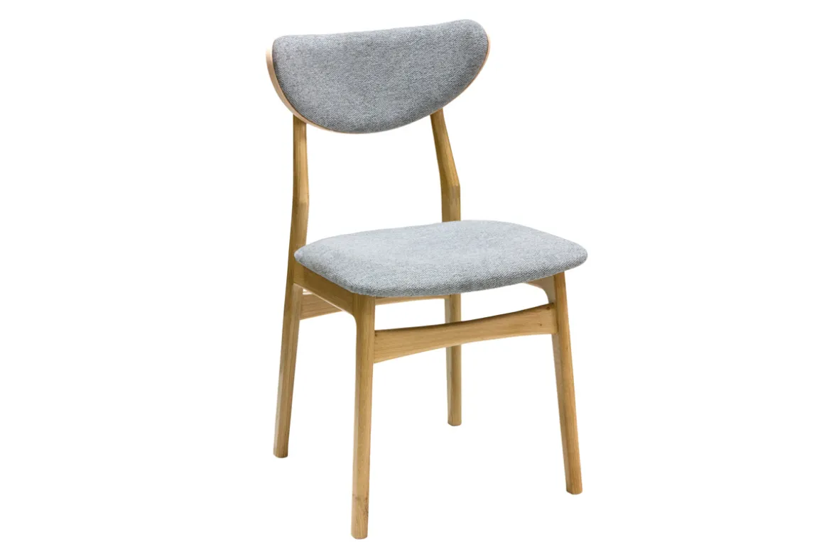 Miliboo Chaise Design-Chaises scandinaves en tissu effet velours texturé gris chiné et bois clair chêne massif (lot de 2) MAYA
