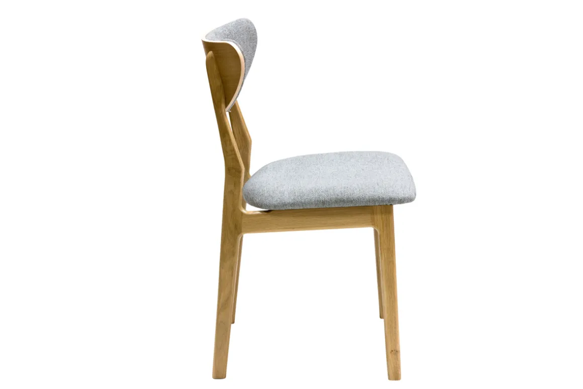 Miliboo Chaise Design-Chaises scandinaves en tissu effet velours texturé gris chiné et bois clair chêne massif (lot de 2) MAYA