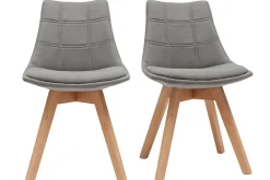 Miliboo Chaise Design-Chaises scandinaves en tissu gris et bois clair (lot de 2) MATILDE