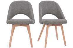 Miliboo Chaise Design-Chaises scandinaves en tissu effet velours texturé gris et bois clair (lot de 2) COSETTE
