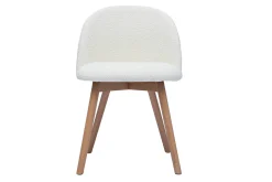 Miliboo Chaise Design-Chaises scandinaves en tissu effet laine bouclée blanc et bois clair massif (lot de 2) CELESTE