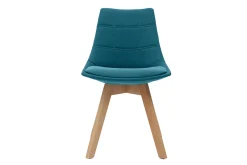 Miliboo Chaise Design-Chaises scandinaves en tissu bleu canard et bois clair (lot de 2) MATILDE
