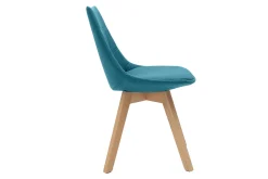 Miliboo Chaise Design-Chaises scandinaves en tissu bleu canard et bois clair (lot de 2) MATILDE