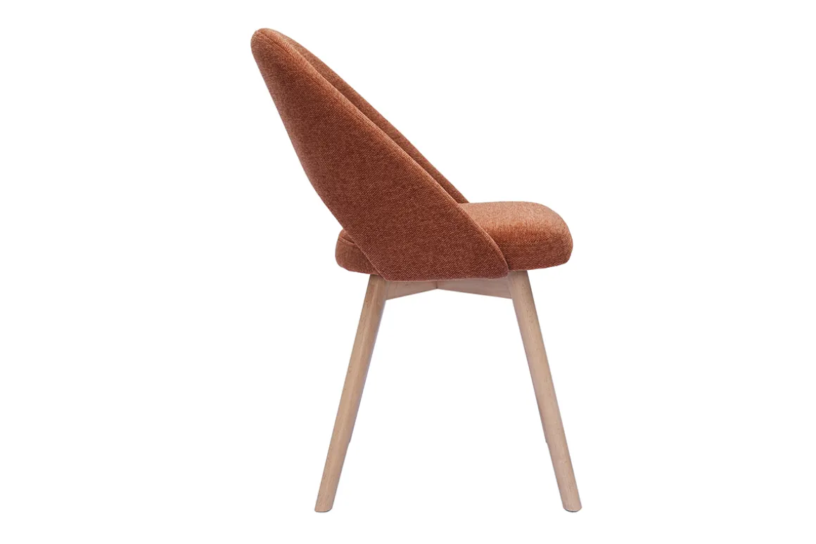 Miliboo Chaise Design-Chaises scandinaves en tissu effet velours texturé terre brûlée et bois clair (lot de 2) COSETTE