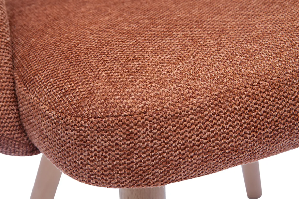 Miliboo Chaise Design-Chaises scandinaves en tissu effet velours texturé terre brûlée et bois clair (lot de 2) COSETTE