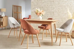 Miliboo Chaise Design-Chaises scandinaves en tissu effet velours texturé terre brûlée et bois clair (lot de 2) COSETTE